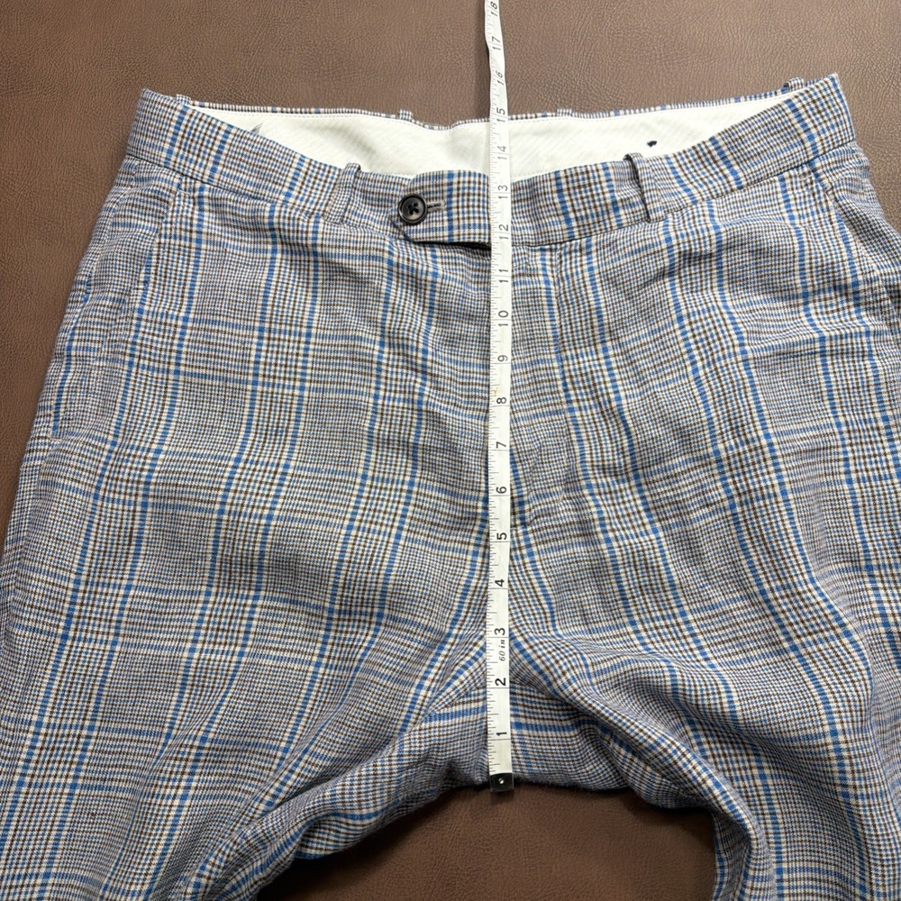 Brooks Brothers 100% Linen Pants Men's 34 Tall 34x35 Plaid Checked Straight Leg - Picture 9 of 13